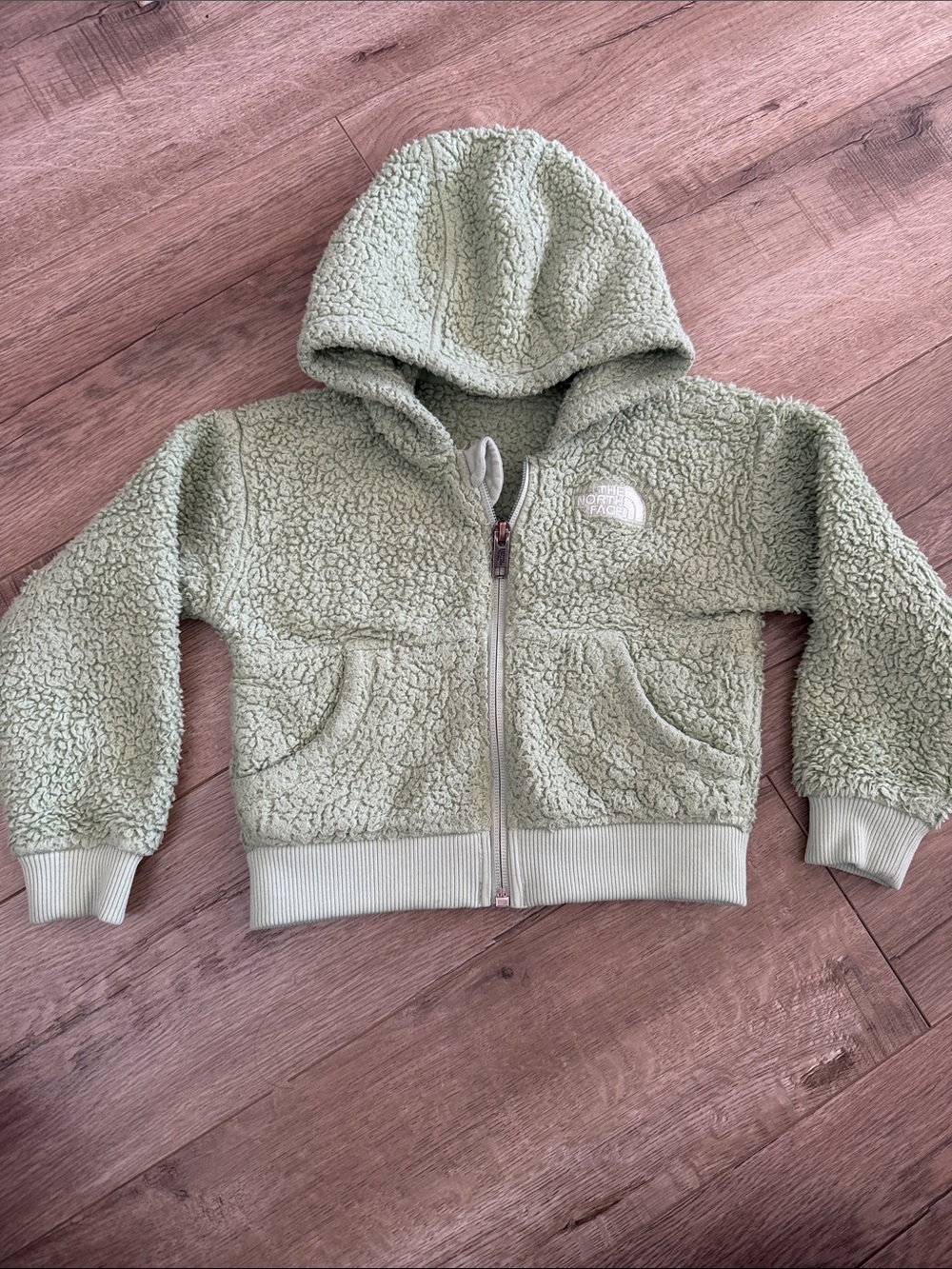 The North Face Kids Light Sage Green Sherpa Zip Hoodie